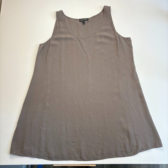Eileen Fisher 100% Silk Georgette Shell Tank Top Taupe Small - Picture 2 of 7